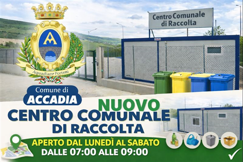 Nuovo Servizio di Igiene Urbana e Apertura Centro Comunale di Raccolta (CCR).